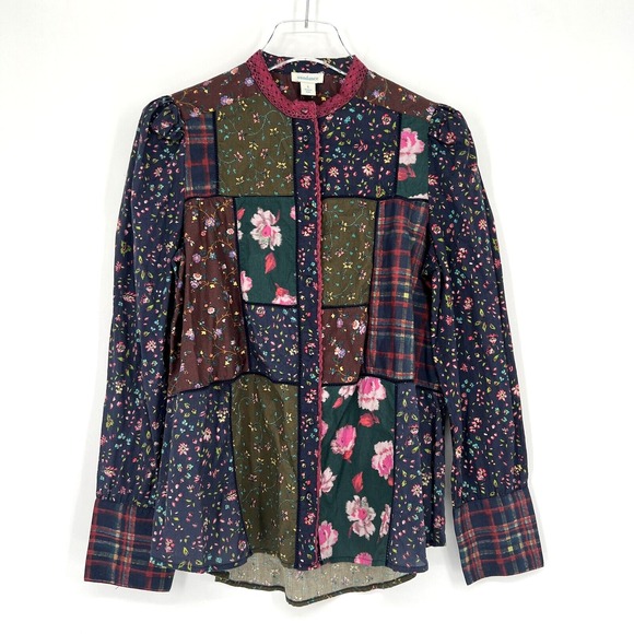 Sundance Tops - Sundance Top Womens S Floral Patchwork Peasant Boho Western Cottage Plaid